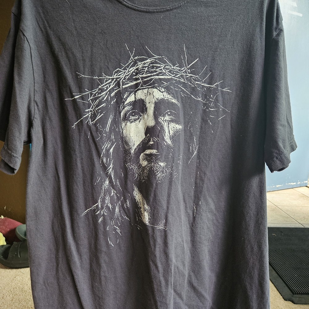 Comfort Colors Black Tee with White Jesus Crown Graphic
